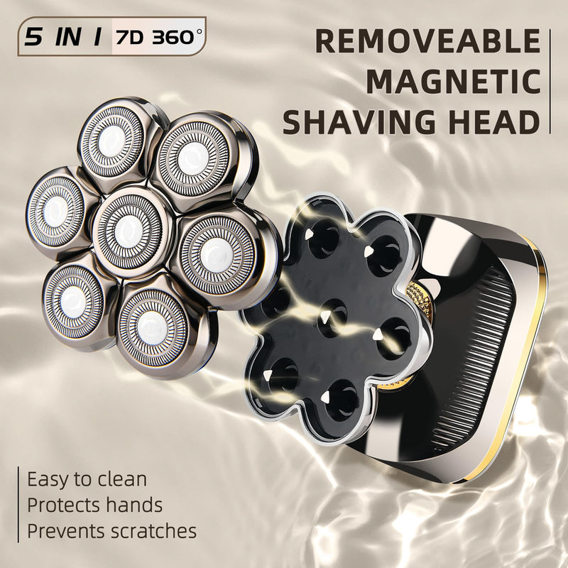 [Australia] - Electric Head Shavers for Bald Men, Upgraded 7D Electric Razor for Men - IPX 6 Wet Dry Head Shaver with Nose & Ear Trimmer, LED Display, Anti-Pinch Technology 
