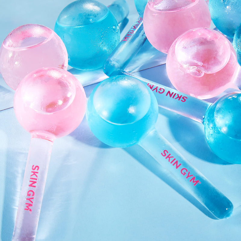 Skin Gym Ice Globe Beauty Balls, Pink Liquid Cryocicles, Cooling Face Roller for Smooth Skin & Enhanced Glow