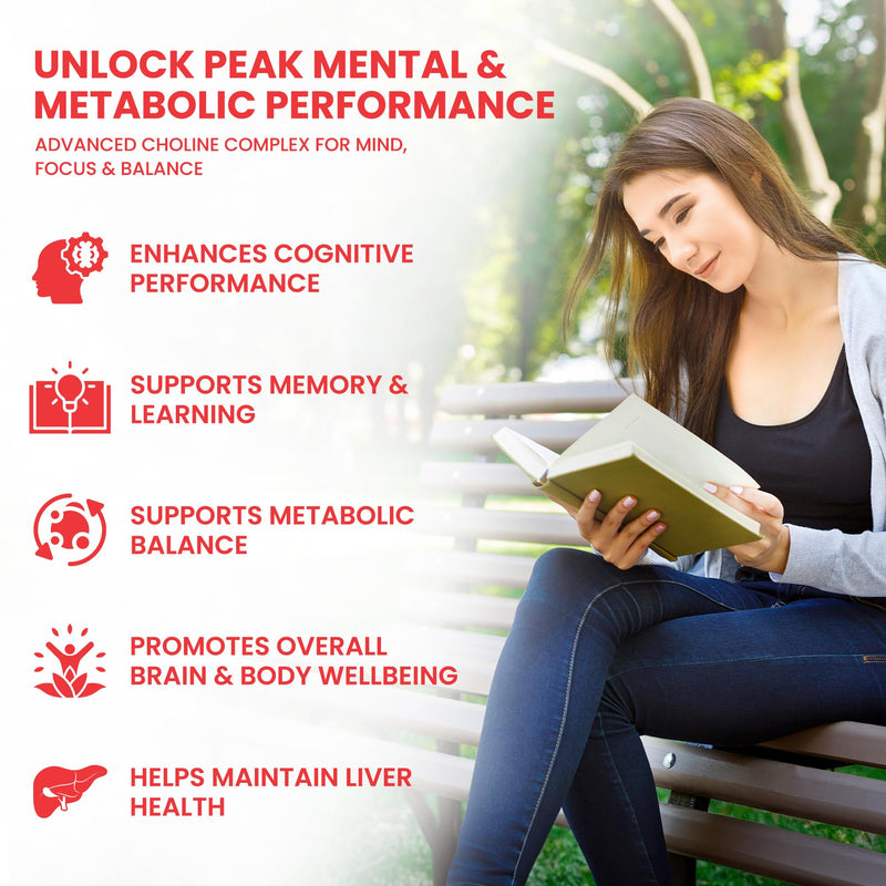 Choline Complex | Choline Bitartrate, Citicoline (CDP-Choline) & Phosphatidylserine | 120 Vegan Capsules | GMP & 3rd Party Lab Tested