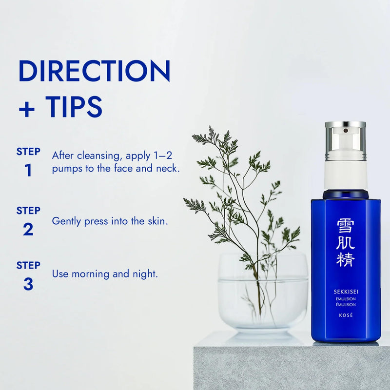SEKKISEI Emulsion, Japanese Skincare Lightweight Hydrating Face Moisturizer with Vitamin C, Radiance Boosting Face Lotion with Job’s Tears Extract, Hydrating Treatment, 4.7 oz