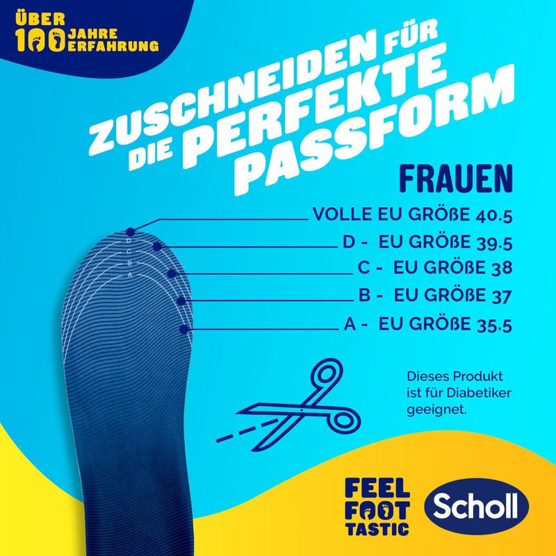 [Australia] - Scholl GelActiv sports insoles for women, all-day comfortable running shoe insoles for fresh and cool feet, super shock absorption and suspension with GelWave technology, size 35.5-40.5 