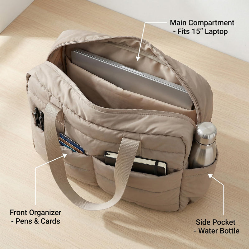 Lightweight Water-Resistant Gym Bag for Men and Women, Travel Duffle Carry On Weekender Overnight Bag for Work, Fitness. Khaki