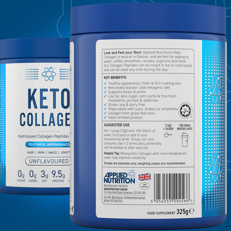 Applied Nutrition Keto Collagen Powder - Keto Collagen Protein with MCT, Ketogenic & Paleo Diet, Zero Sugar & Carbs, Healthy Skin, Hair, Nails (Unflavoured) (325g - 25 Servings) 25 Servings (Pack of 1)