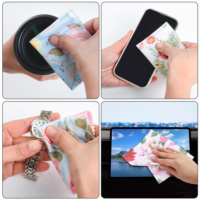 [Australia] - 8 Pack Microfiber Cleaning Cloths (7" x 6") Multicolor Flower Glasses Cleaning Cloth for Eyeglasses, Camera Lens, Cell Phones, Laptops, LCD TV Screens and More 