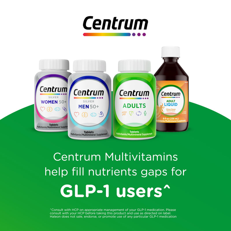 Centrum Silver Men's 50+ Multivitamin with Vitamin D3, B-Vitamins, Zinc for Memory and Cognition - 200 Tablets | Contains Vitamins D3, E, B6, and B12, Gluten Free, Non-GMO Ingredients, GLP-1 Support New 200 Count (Pack of 1)