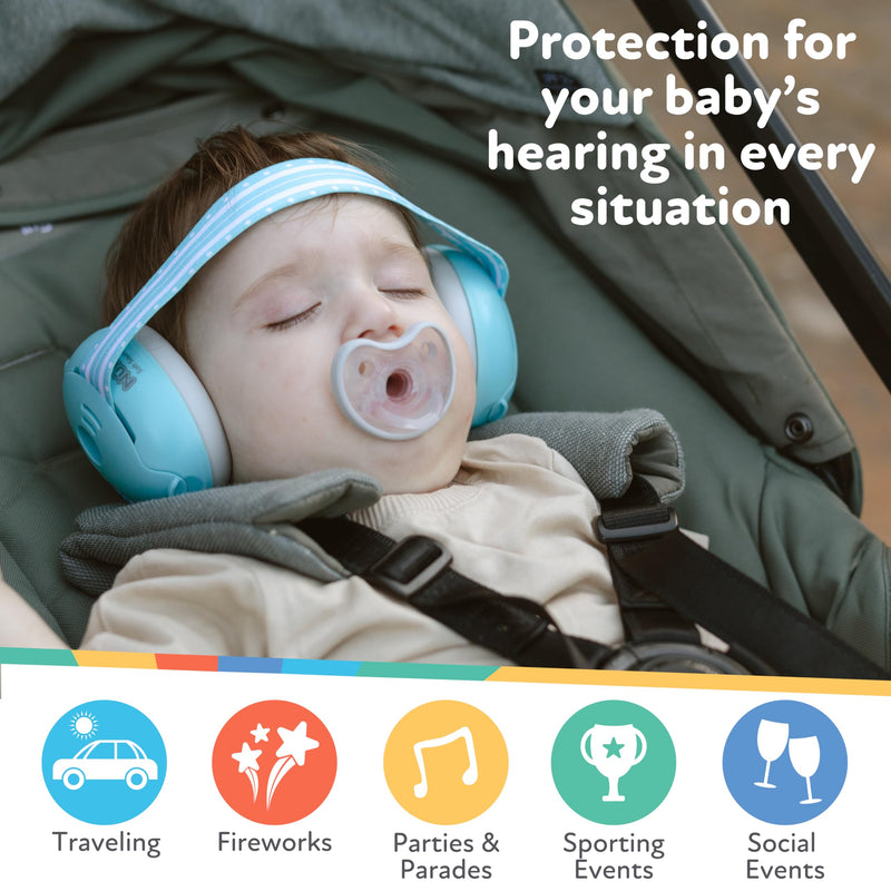 [Australia] - Nuby Soft Sounds Earmuffs - Adjustable Baby Earmuffs - Baby Essentials for Travel - White 