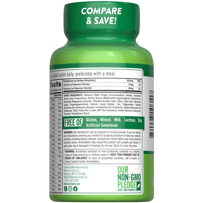 Nature's Truth ABC Complete Multivitamin Supplement for Men and Women | Daily Multivitamin | 100 Caplets | Non-GMO & Gluten Free
