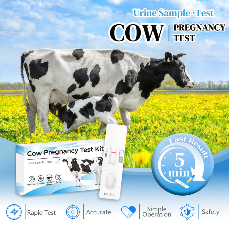 Small Farm Bovine Pregnancy Test Kit (2-Pack) - Urine-Based Early Detection, Rapid 5-10 Min Results, Easy Operation for Cow Herd Breeding Management