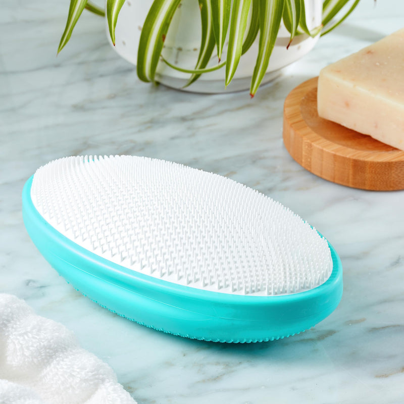[Australia] - WIZKER® Premium Ingrown Hair Exfoliating Brush: Soft + Firm Face Body Scrubber, Sensitive Skin Exfoliator, Prevents Razor Bumps, Shave, Laser, Wax, Epilation, Dermaplaning – Waterproof, Mold Resistant Sea Blue 