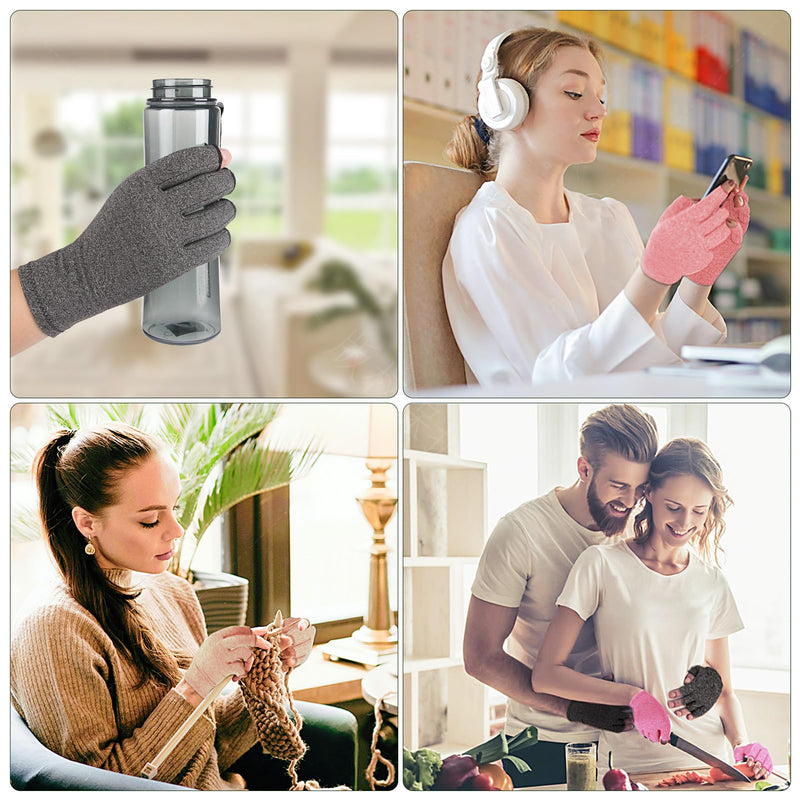 5 Pairs Arthritis Gloves for Women and Men, Pain Relief Compression Gloves Women,Fingerless Breathable Design M(2.8-3.5Inch)