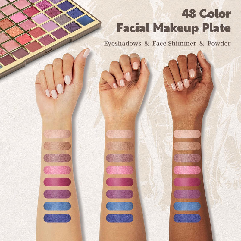 [Australia] - Color Nymph 48 Color Eye Makeup Palette, Highly Pigmented Eyeshadows Palettes with Mirror, Matte Shimmer Creamy Eye Shadows, Long Lasting Blendable Color Make Up Eye Shadows Cosmetics Gift Kit Brown 