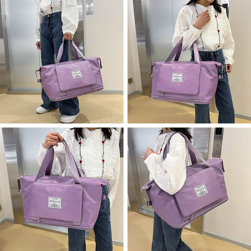 AYWVRBST Extra Large Capacity Foldable Travel Bag,Gift,Dry and Wet Separation Multifunctional Sports Shoulder Bag Lavender X-Large