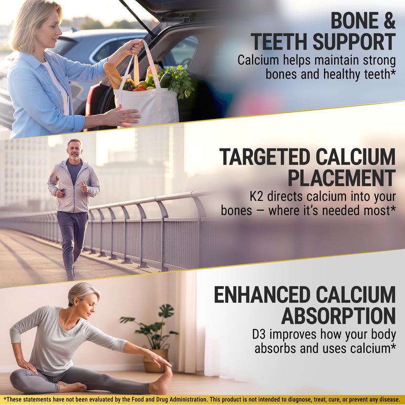 New Elements Vitamin D3 K2 Gummies 10000 IU with Calcium 100mg - VIT D3 for Adults - Mk7 Vitamin K2 100mcg - Vitamin D Supplement for Men & Women - Vegan Gluten Free Non-GMO 60 Count (Pack of 1)