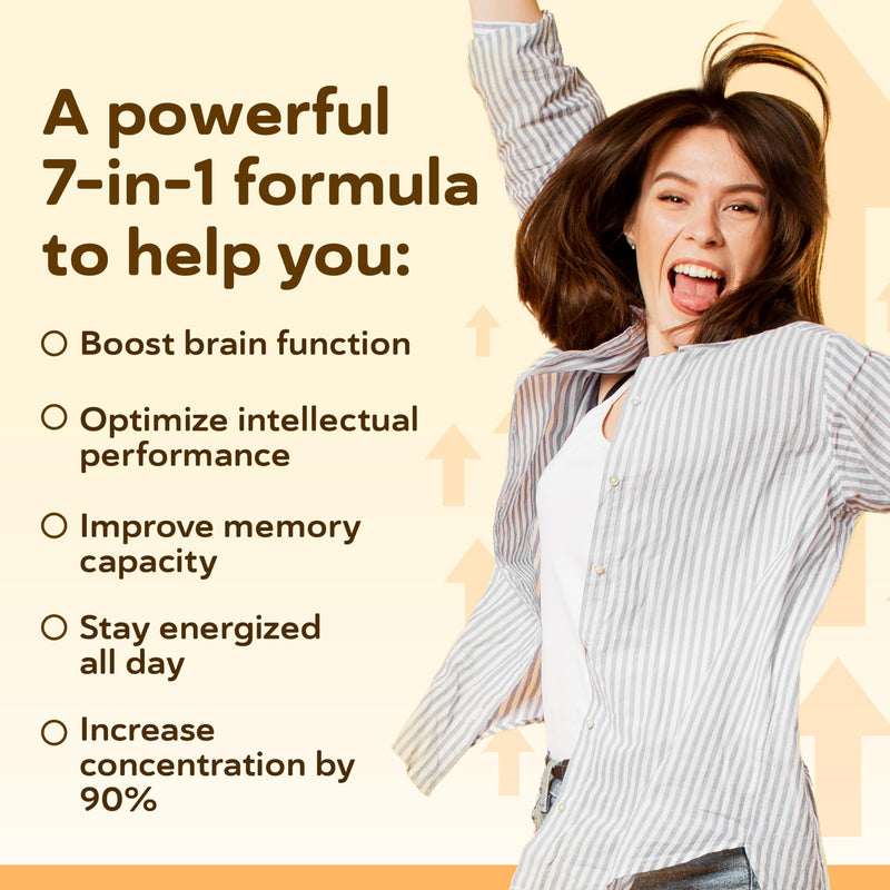 Nootropics Brain Supplement, Unique High Potency Cognitive Enhancer for Energy, Focus, Brain Function, Mental Alertness & Memory with Bacopa Monnieri, Ginkgo, Tyrosine, Theanine, Brain Vitamins