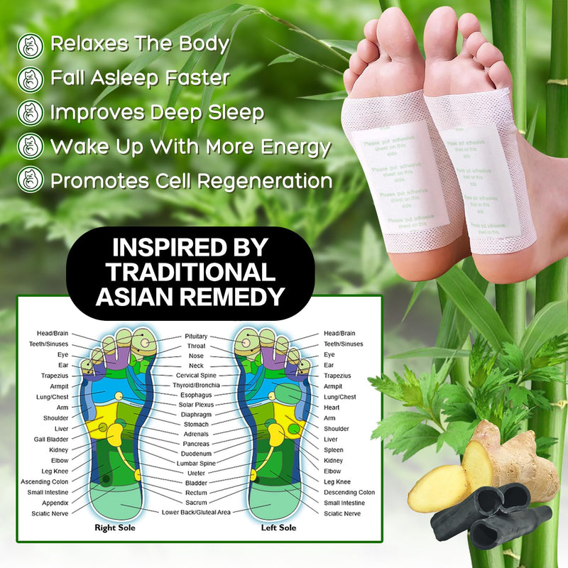 [Australia] - 50 Pack Natural Foot Pads Ginger Wormwood Bamboo Vinegar Foot Care Patch Message Deep Cleansing for Stress Relief, Better Rest, Feet Health Patches, Relaxing Muscles Kit 