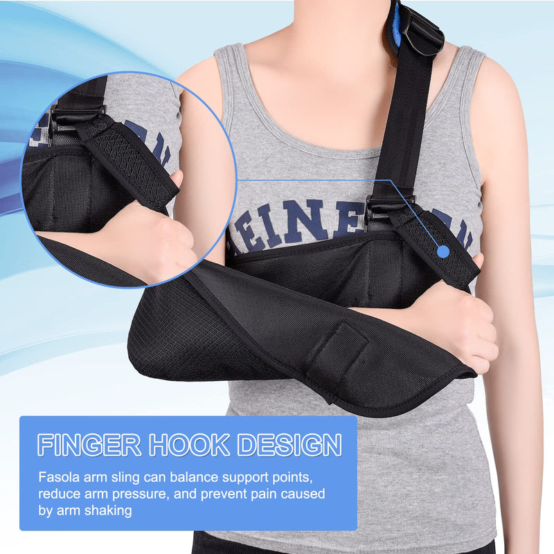 [Australia] - Fasola arm sling shoulder, adjustable arm strap with breathable mesh for men and women, shoulder strap for broken wrist, elbow, arm, dislocated shoulder - M black 