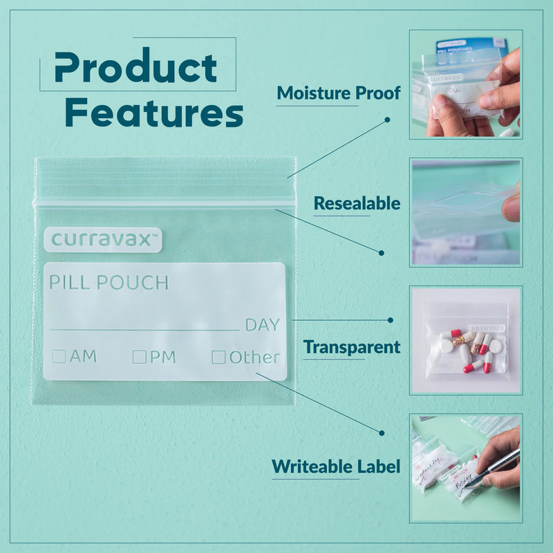 [Australia] - Pill Bags Pack of 500 - BPA Free 3 x 2.75 inch Pill Pouch - Reusable Pill Pouches for Medicine with Write on Label –Clear Ziplock Pill Baggies for Travel Medicine Organizer 