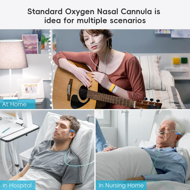 [Australia] - 7 Foot Green Nasal Cannulas for Oxygen, Standard Kink Resistant Cannula Nasal Tubing for 0xygen - 4 Pack Oxygen Cannula with 1 Pair Ear Cusions 4pack-7ft with 1 pair ear cusion 