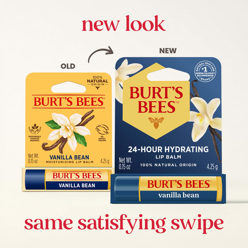 Burt's Bees Lip Balm, Vanilla Bean, Lip Moisturizer With Responsibly Sourced Beeswax, Tint-Free, Natural Conditioning Treatment, 1 Tube, 0.15 oz. 1 Count (Pack of 1)