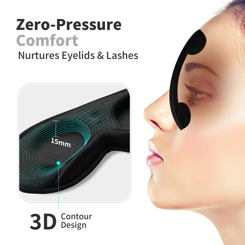 [Australia] - 3D Sleep Mask for Men Women 2 Pack, Blackout Eye Mask for Sleeping Eye Mask for Side Sleeper, Memory Foam Adjustable&Washable, Airplane Travel Essentials Couples Yoga Meditation Office Black & Black 1 Count (Pack of 2) 