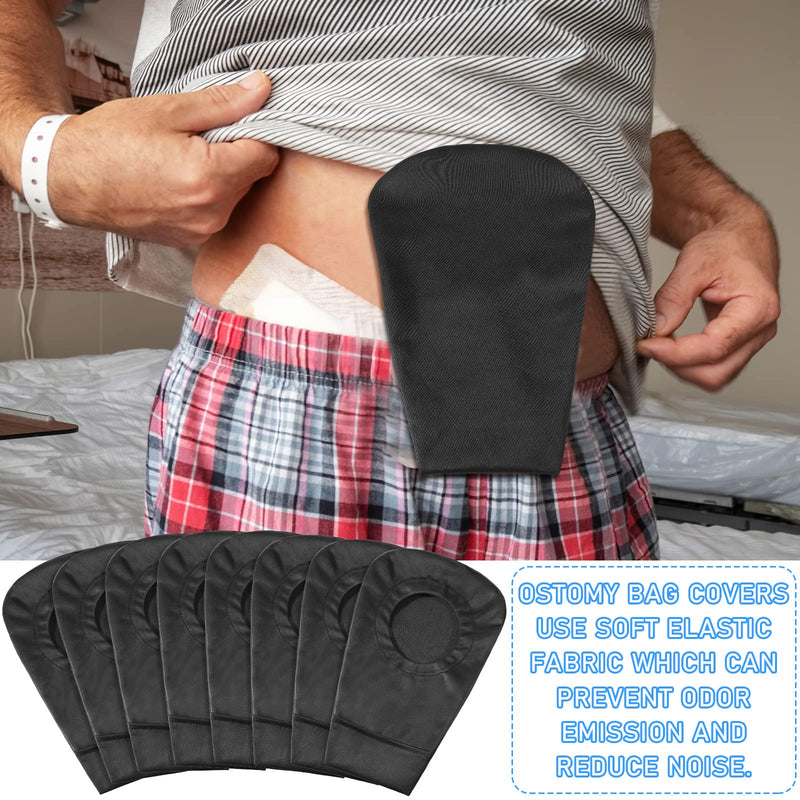 [Australia] - 8 Pcs Black Ostomy Bag Cover Colostomy Bag Covers Odor Control Stretchy Bag Cover Washable Pouch Liner for Women Men Lightweight Care Protector Protective Bag 