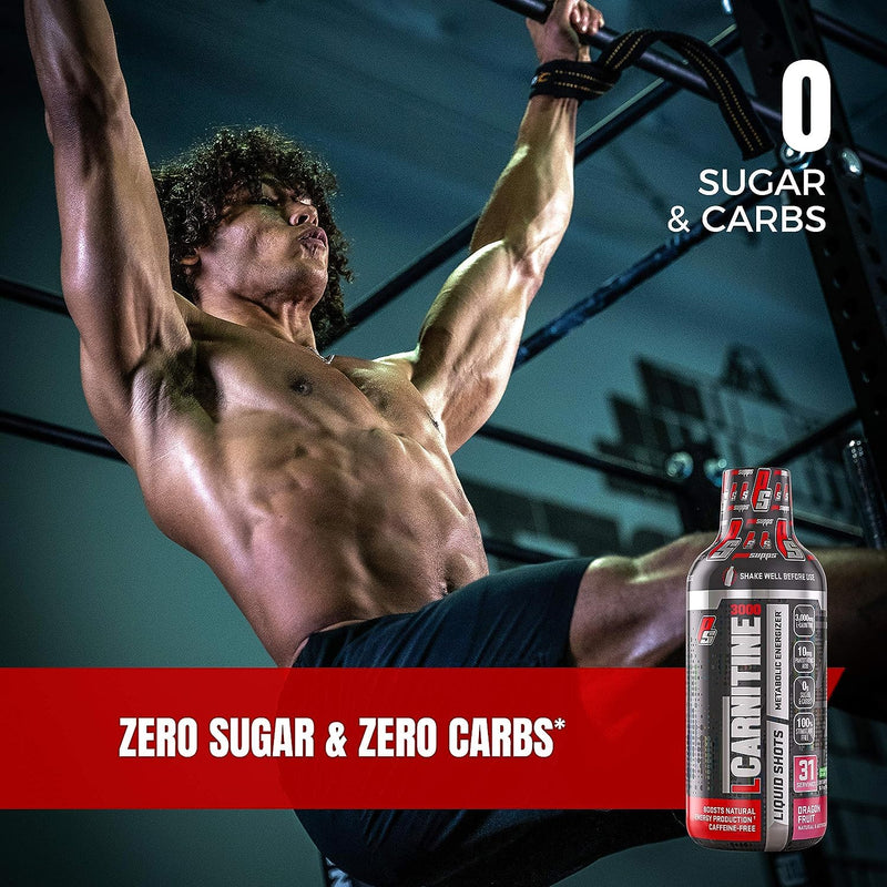 Pro Sup L-Carnitine 3000 Stimulant Free Liquid Shots for Men and Women - Workout Drink for Performance and Muscle Recovery, 31 Servings (473 ml, Dragon Fruit) 473 ml (Pack of 1)