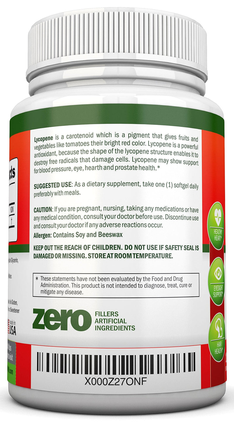 [Australia] - Lycopene - 10MG - 120 Softgels - 3 Month Supply - Premium Quality Antioxidant - 100% Natural Tomato - Great for Prostate Health, Immune System Support, Heart Health and Eyesight Support 