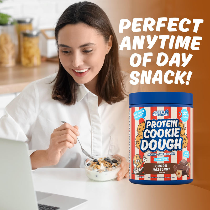 Applied Nutrition Protein Cookie Dough 400g – High Protein Snack, Over 22g of Protein Per Serving, Ready-to-Eat– Low Calorie, Healthy Treat (400g – 10 Servings) (Choco Hazelnut) Choco Hazelnut 10 Serving (Pack of 1)