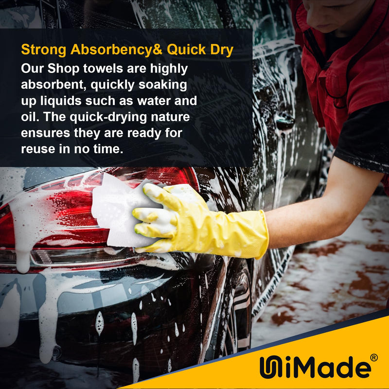 [Australia] - Shop Towels Rags, 50 Pack Reusable Shop Rags Bulk Microfiber Cleaning Cloth Lint Free Cleaning Towels for Car Kitchen Automotive Bar Mechanic Restaurant Garage, 11.5"x 11.5", White 50PK 