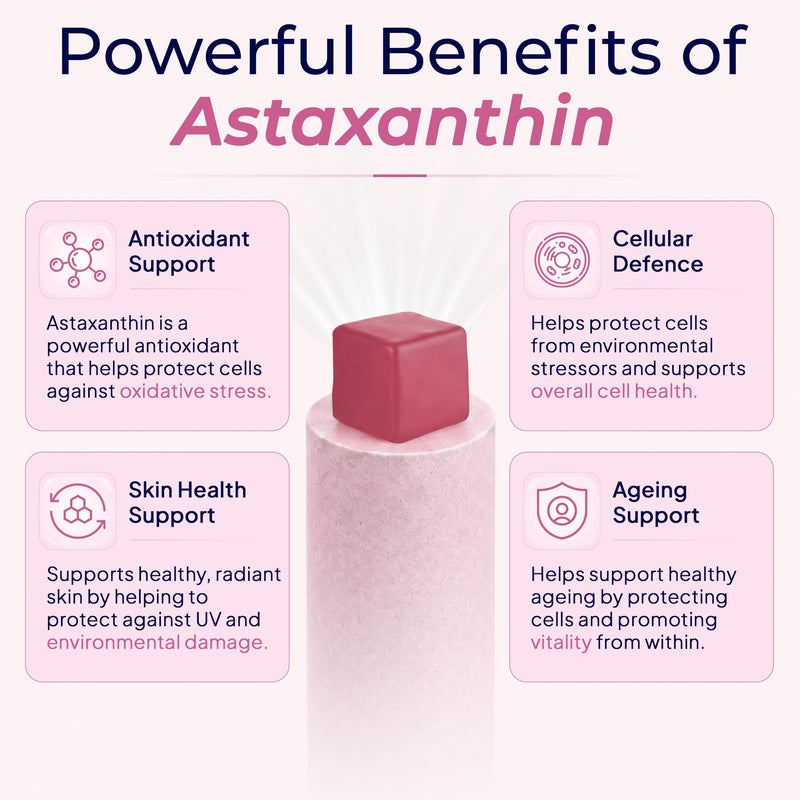 Astaxanthin Gummies 12mg High Strength – Antioxidant Supplement, Cellular Defence Support, Vegan, Non-GMO, Strawberry Flavour, 60 Gummies