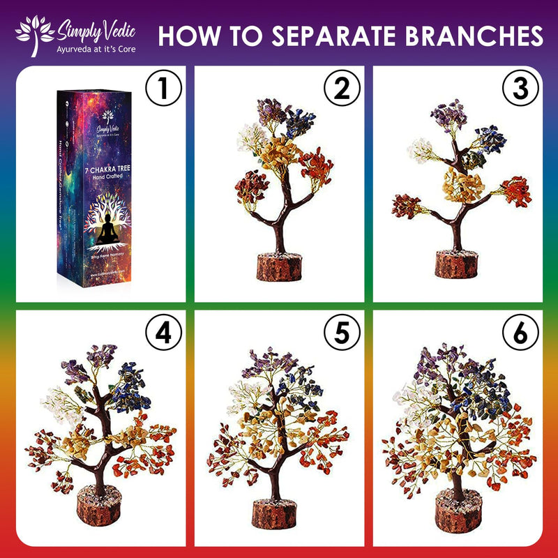 [Australia] - Simply Vedic 7 Chakra Crystal Tree of Life| for Positive Energy, Happiness, Chakra Activation| Natural Healing Gemstone Money Tree Feng Shui Spiritual Gift Home Decor 