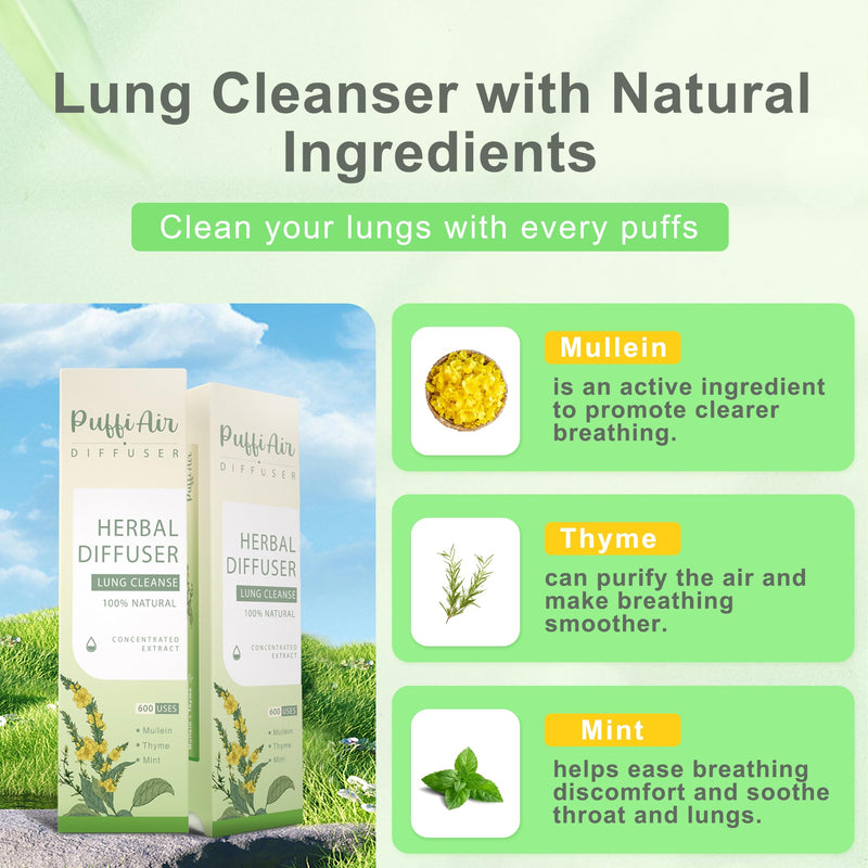 [Australia] - Mullein Herbal Diffuser Upgraded with Extracts of Mullein, Thyme and Mint for Cleansing Lungs, Improving Breathing and Oral Air Freshening- 1 Stick, 1 Pack Green 1 Sticks (Pack of 1) 