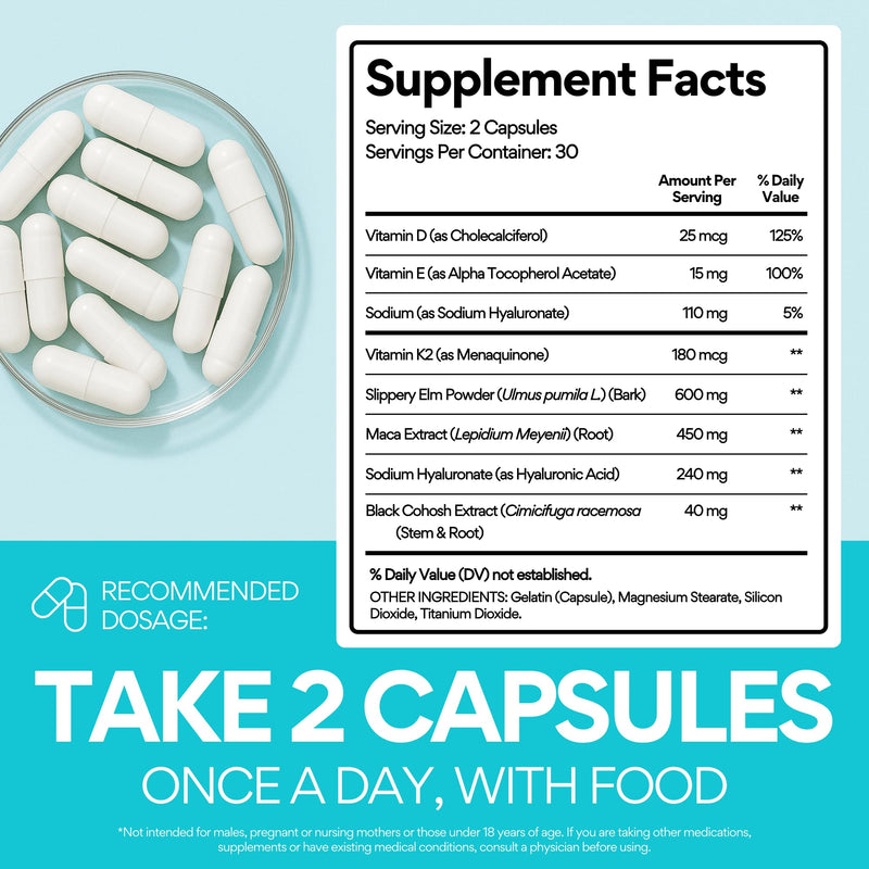 [Australia] - VoomVaya Slippery ‚Äì Vaginal Dryness Relief for Women Over 40 ‚Äì with Slippery Elm for Women to Promote Vaginal Moisture ‚Äì 60 Capsules 