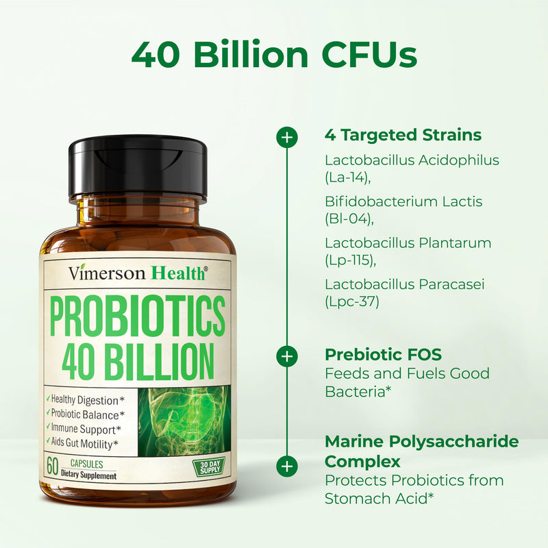 Probiotics for Women & Men, 40 Billion CFU Prebiotics for Gut Health 60 Ct | MAKTREK® Bi-Pass Technology with 4 Probiotic Strains & Prebiotics for Digestive Health & Immune Support - Fridge-Free Formula