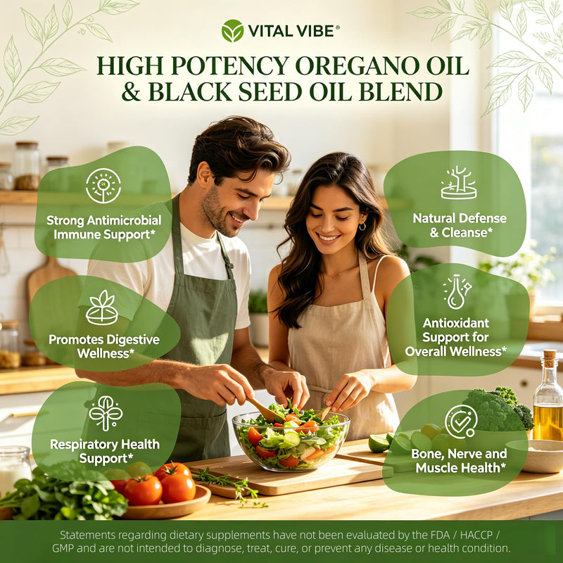 Herb Oregano Oil with Black Seed Oil Gummies | 6-in-1 Oregano Oil Supplement with Garlic, Elderberry & Vitamin D3 | Carvacrol + Thymoquinone | Immune Support & Gut Health | Sugar-Free, 60 Chewable