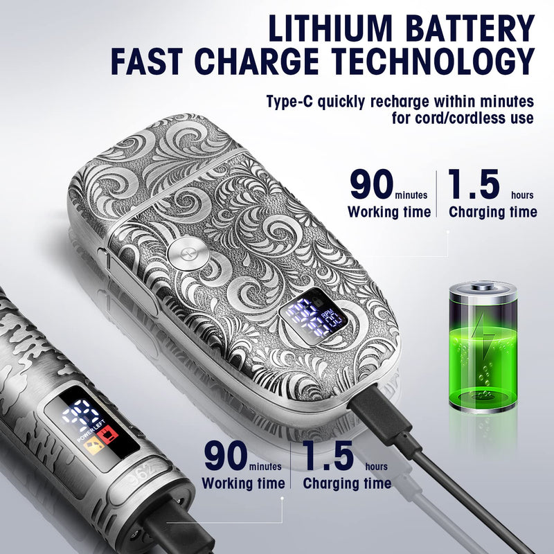 Foil Shavers for Men Electric Razor, Clippers and Trimmer for Men with LED Display, Waterproof Gray