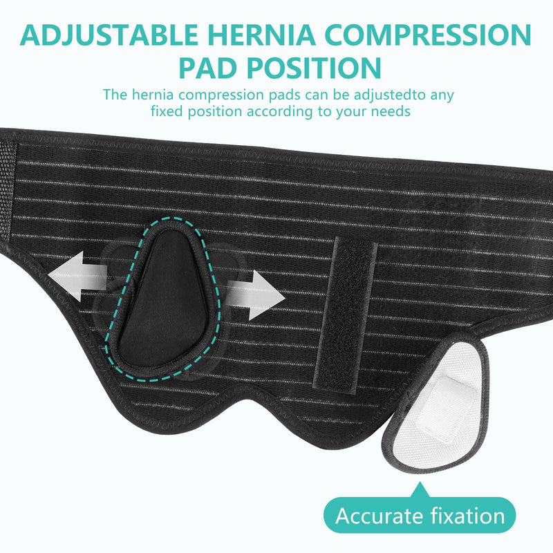 [Australia] - Hernia Belts for Men Inguinal, Groin Brace Hernia Support for Bilateral Hernia, Groin Hernia Truss for Groin Pain Relief, Medical Hernia Guard with 4 Compression Pads, Adjustable Waist Guard - L Large 