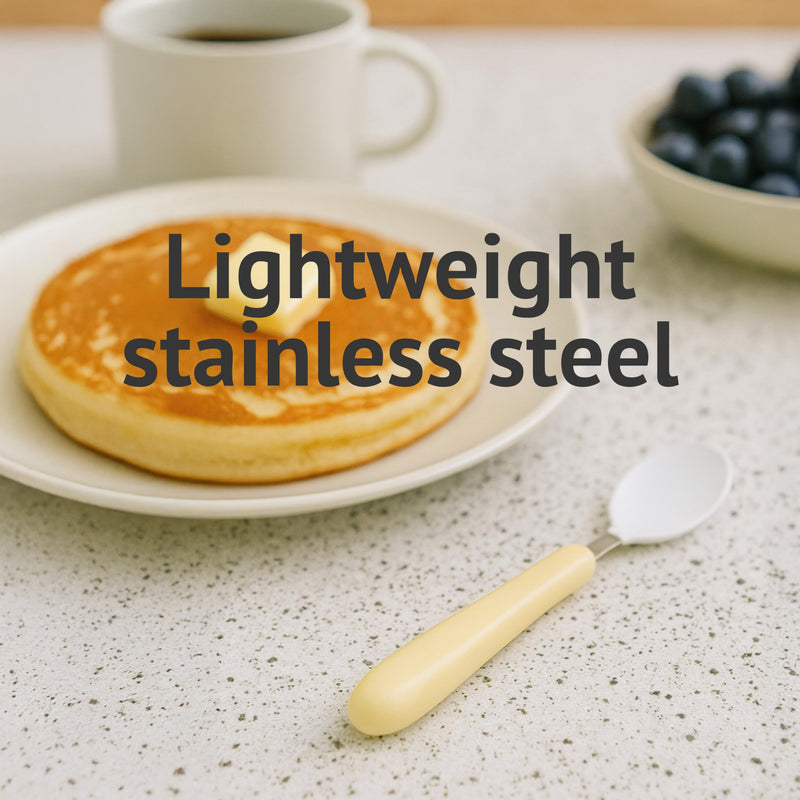 HOMECRAFT Caring Cutlery , Ivory Handle Soft Coated Teaspoon (Eligible for VAT Relief in the UK) Stainless Steel Eating Utensil , Silverware for Weak Grip , Restricted Movement , Elderly , Disabled Single