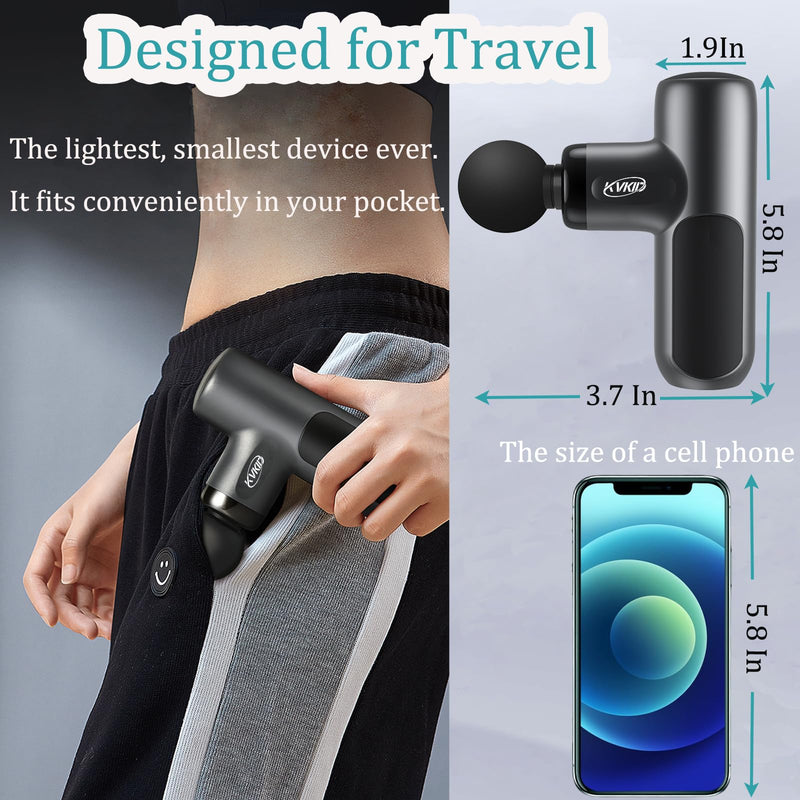 Massager Gun, Heat and Cool Muscle Massager for Back Pain Relief | 5 Attachments, Hot Cold Percussion Massage, Heated Travel Massager Handheld Quiet, Massage Gun for Office, Home, Athletes Slate Gray