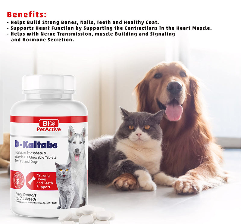 D-Kaltabs Phosphorus, Calcium Vitamin D3 Supplement for Dogs & Cats, Prenatal Pet Vitamins, Daily Pet-Tabs, Strong Nail, Teeth Support, 84 Chewable Tablets 84 Chewable Tablets D-Kaltabs - PawsPlanet Australia