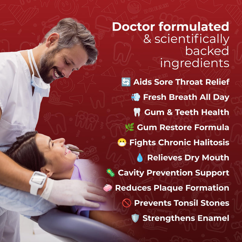 [Australia] - 60 Chewable Tablets, Oral Probiotics for Mouth Bad Breath Treatment for Adults, 5 Strains 7 Billion CFU, Doctor Formulated Oral Probiotics for Teeth & Gums, Fresh Breath, Chronic Halitosis 