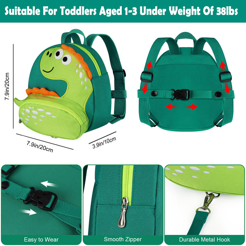 [Australia] - Accmor Toddler Harness Backpack Leash, Cute Dinosaur Backpacks with Anti Lost Wrist Link, Cute Mini Child Backpack Wristband Tether Strap and Protection Leashes for Boys Girls Aged 1-3 Years Aquamarine/Lightgreen Dinosaur 