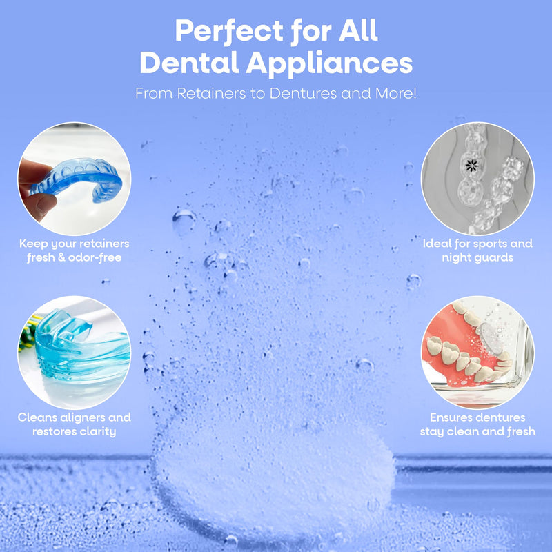 [Australia] - Dr. Taylor’s Retainer Cleaner Tablets 120 for Aligners & Dentures - Effectively Removes Stains, Plaque, and Odor - Mouth & Night Guards Cleaner with Refreshing Mint Flavor 