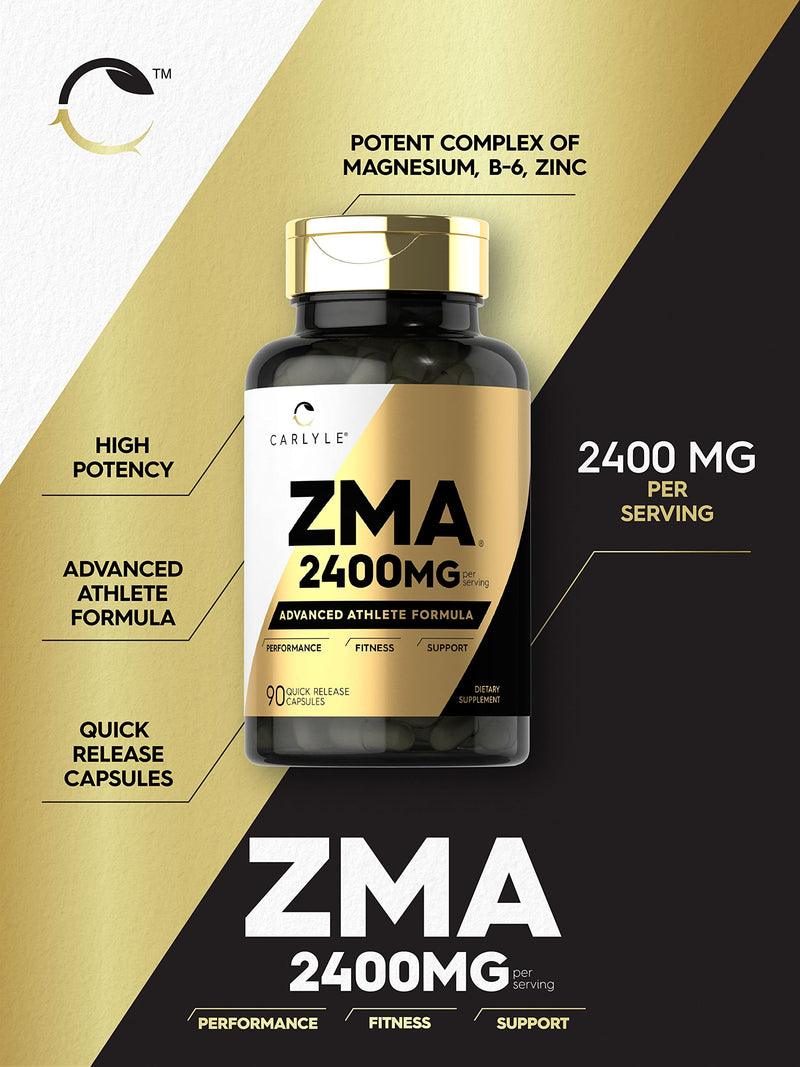 Carlyle ZMA Supplement for Men and Women | 90 Capsules | Zinc, Magnesium & Vitamin B6 | Non-GMO, Gluten Free