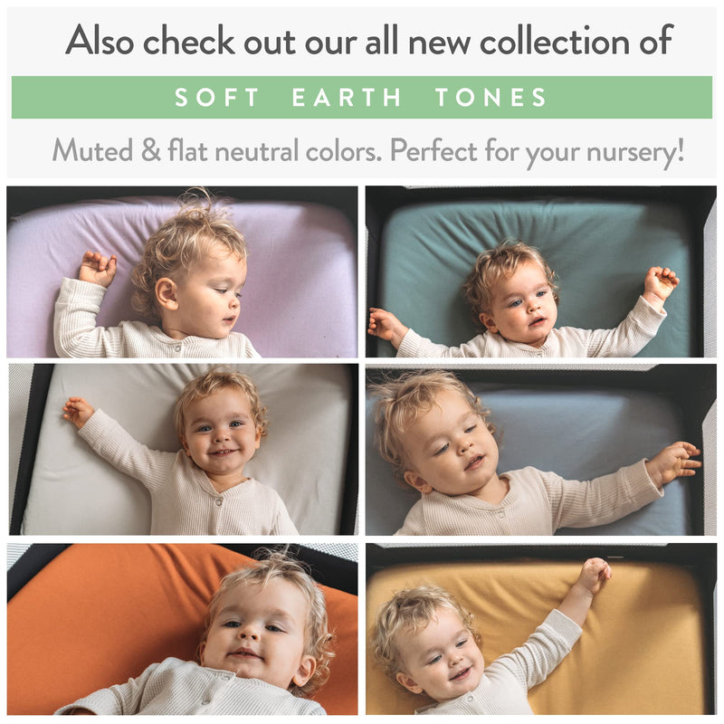 [Australia] - Pack and Play Sheets Fitted – Compatible with Graco Pack n Play Playard Crib and Other 27 x 39 Inch Playpen Mattress – Snuggly Soft 100% Jersey Cotton – Light + Dark Sage Green – 2 Pack for Graco Pack n Play Playards 