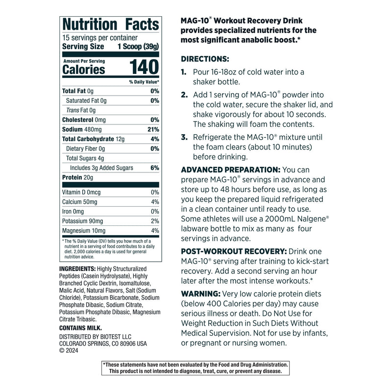 [Australia] - Biotest MAG-10 Performance Recovery Drink Mix ‚Äì Fast-Absorbing Peptides & Cluster Dextrin (HBCD) ‚Äì 15 Servings (1.29 lb) ‚Äì Berry 