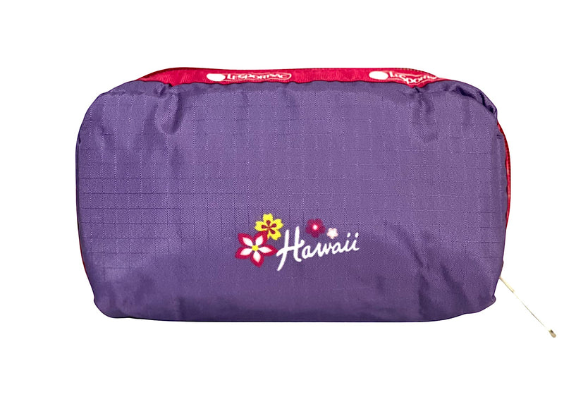 LeSportsac Aloha Mele HAWAII EXCLUSIVE Rectangular Cosmetic Bag/Pouch Style 6511/Color K873, Colorful Hula Girl Playing a Ukulele, Aloha & Hawaii Printed on Front/Back, Mele (song), Collector's Bag