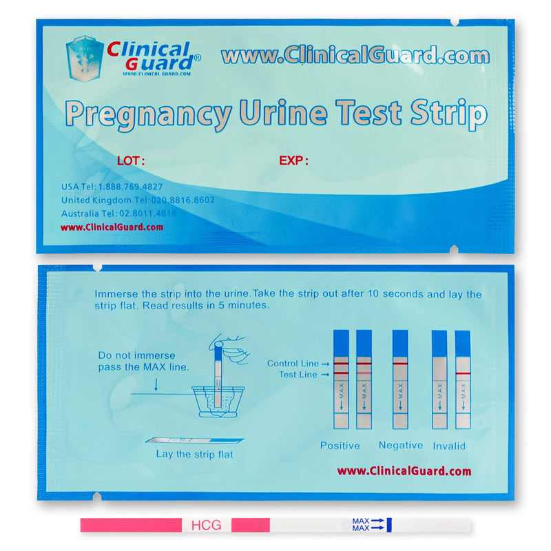 Clinical Guard Pregnancy Tests Strips - Sensitive & Accurate Measurement Within 5 mins - Early Detection Pregnancy Test Strip - Easy to Use for Home Tests - HCG Test Strip Kit - 25 Count