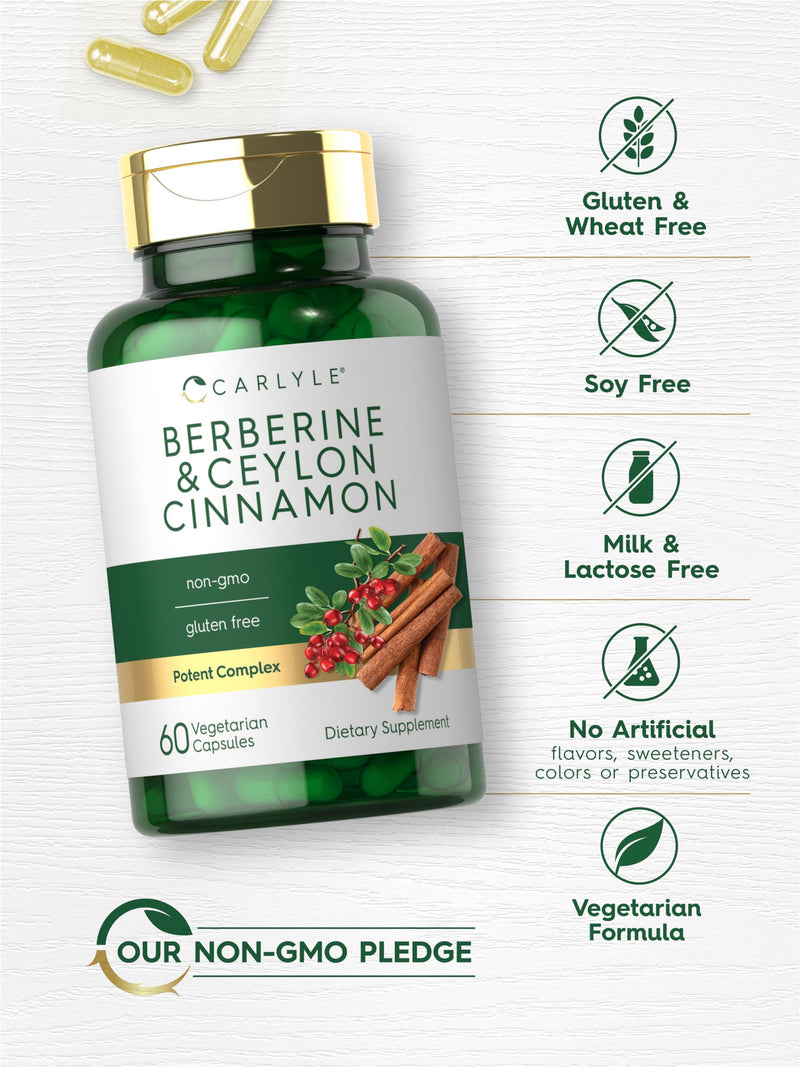 [Australia] - Carlyle Berberine with Ceylon Cinnamon | 2000mg Complex | 60 Capsules | Vegetarian, Non-GMO, Gluten Free 