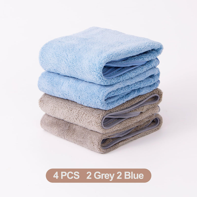 [Australia] - 4 Pack Adult Bibs for Men and Women, Adult Bibs for Elderly, Large Towel bibs for Special Needs Adults Blue & Grey 